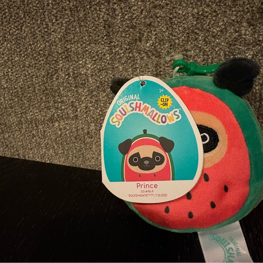 Prince Pug Squishmallow Watermelon Clip - Picture 3 of 4
